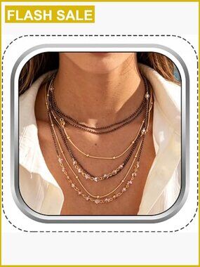Multi Layered Boho Crystal Beaded Necklace Dainty Chic